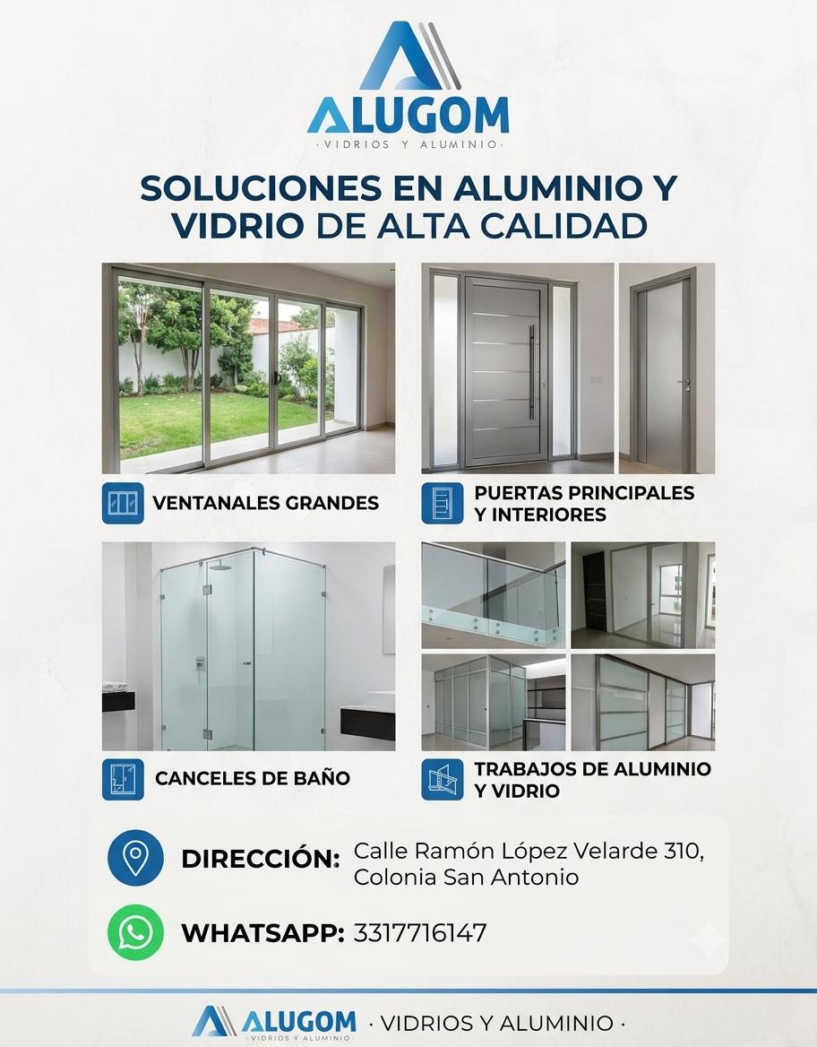 Trabajos de Alugom: ventanales, puertas y canceles de baño